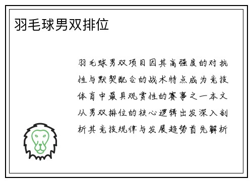 羽毛球男双排位